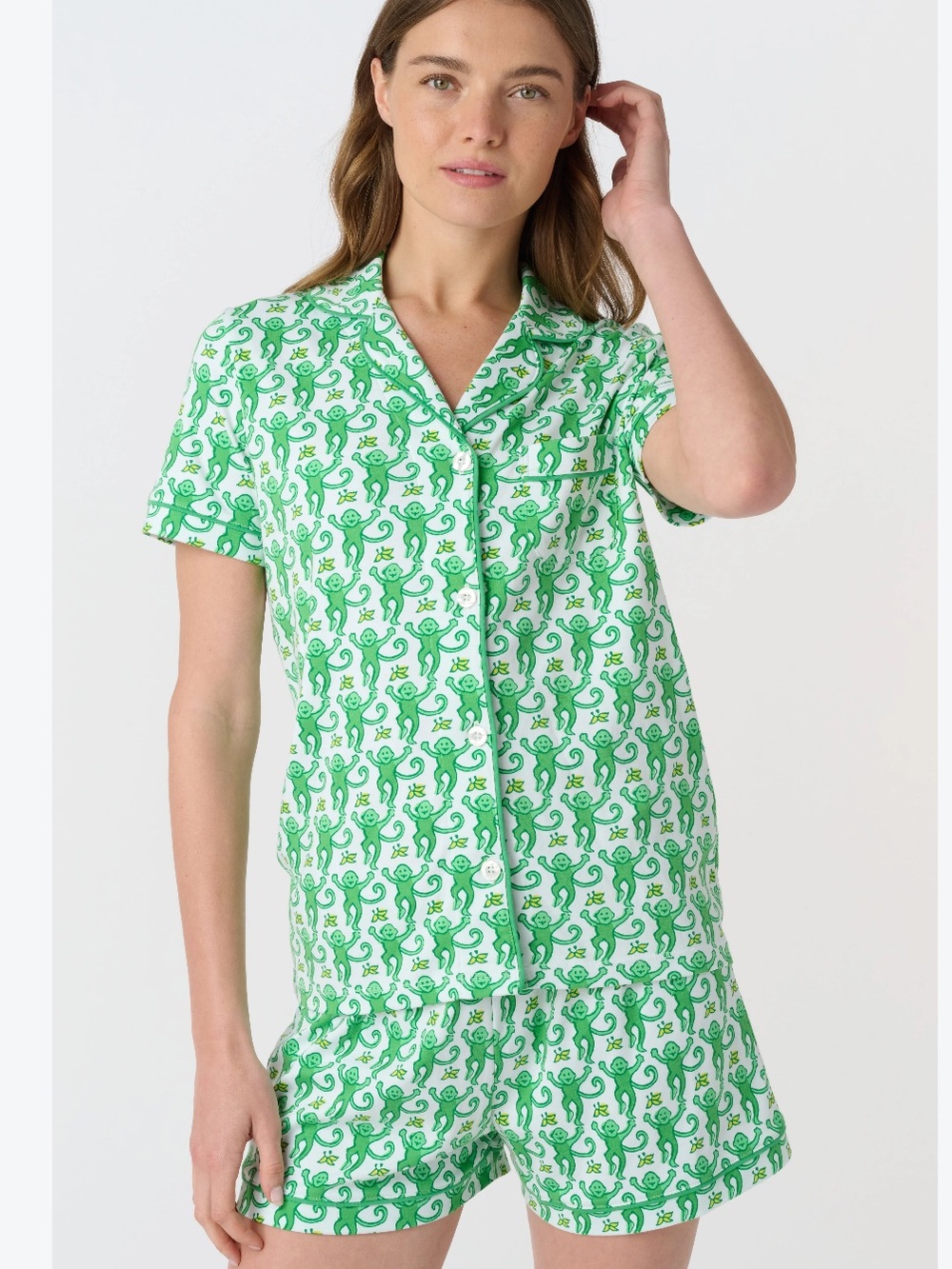 Roller Rabbit Green Monkey Polo Short Pajama Set size XS